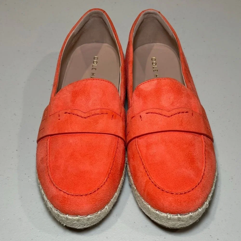 Cole Haan NWOT Women's Cloudfeel Montauk Orange Suede‎ Espadrille Loafers 8B